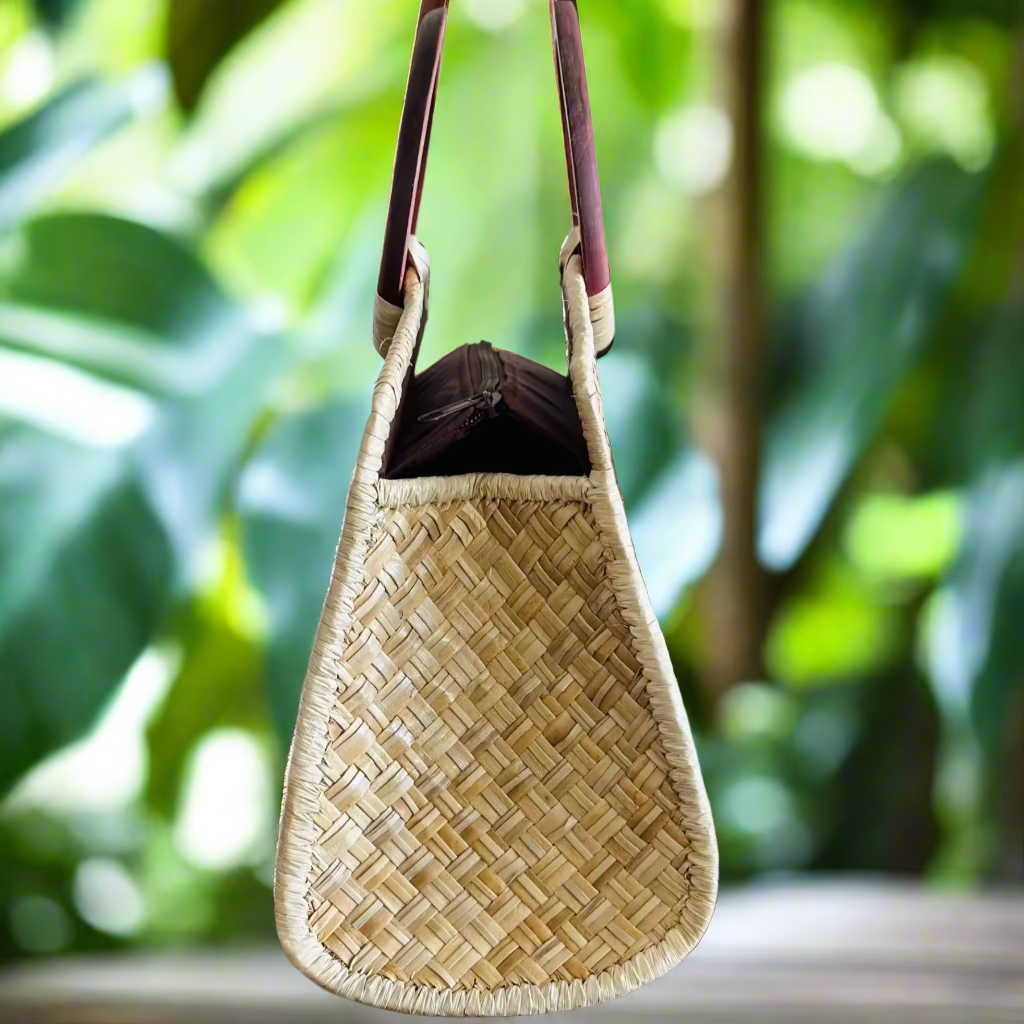 Side view - Kahala Natural Luxe Lauhala Purse