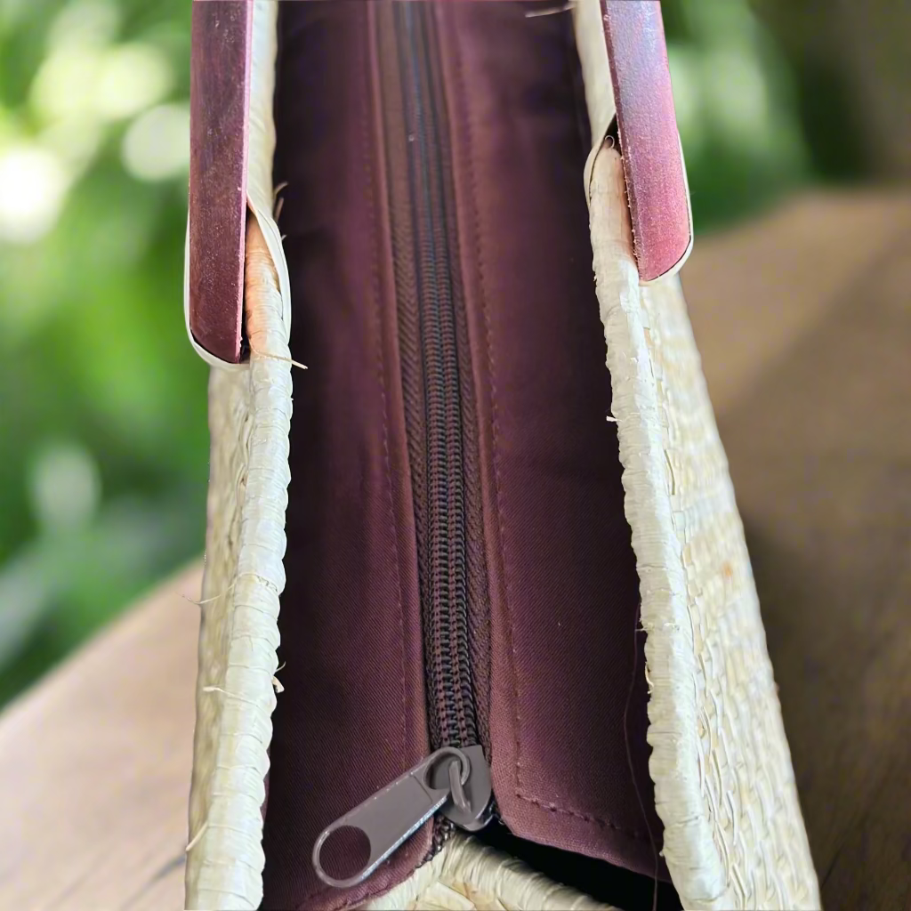 Close up of top view - Kahala Natural Luxe Lauhala Purse