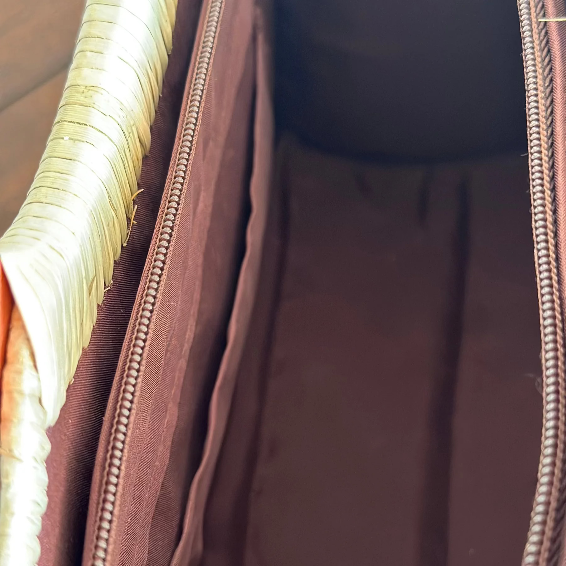Close up of inside pocket - Kahala Natural Luxe Lauhala Purse