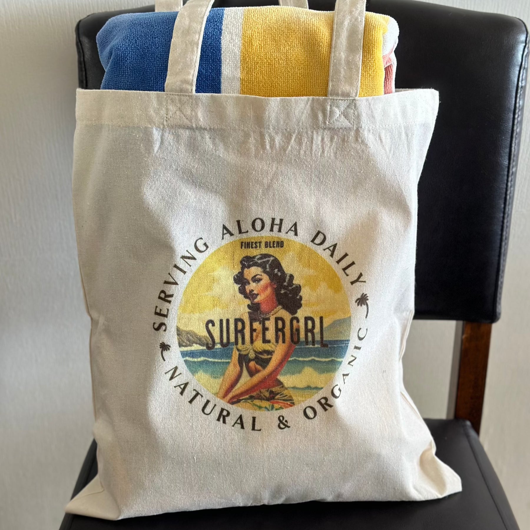 Vintage Aloha Cotton Tote Bag  Retro Chic