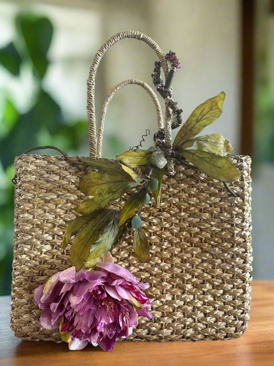 Le Jardin Sauvage – Wild Elegance by The Roxanne Collection Luxe Lauhala Statement Tote Bag