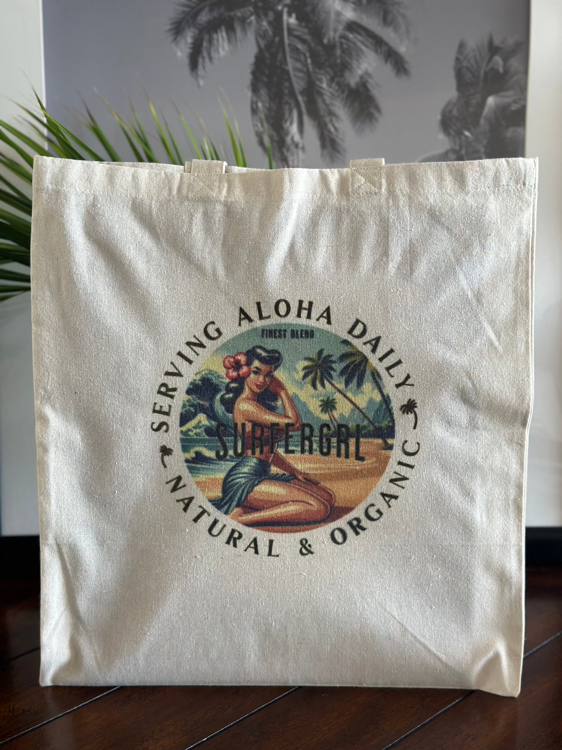 Vintage Cotton Tote Bag : Big Wave