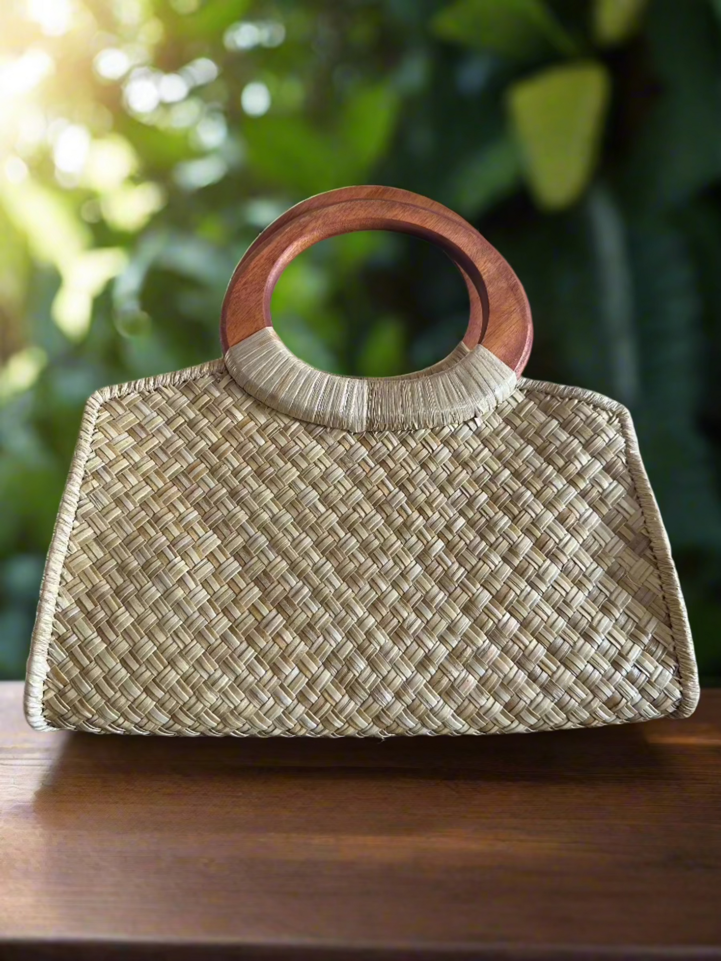 Hunakai Natural Luxe Lauhala Purse - front view