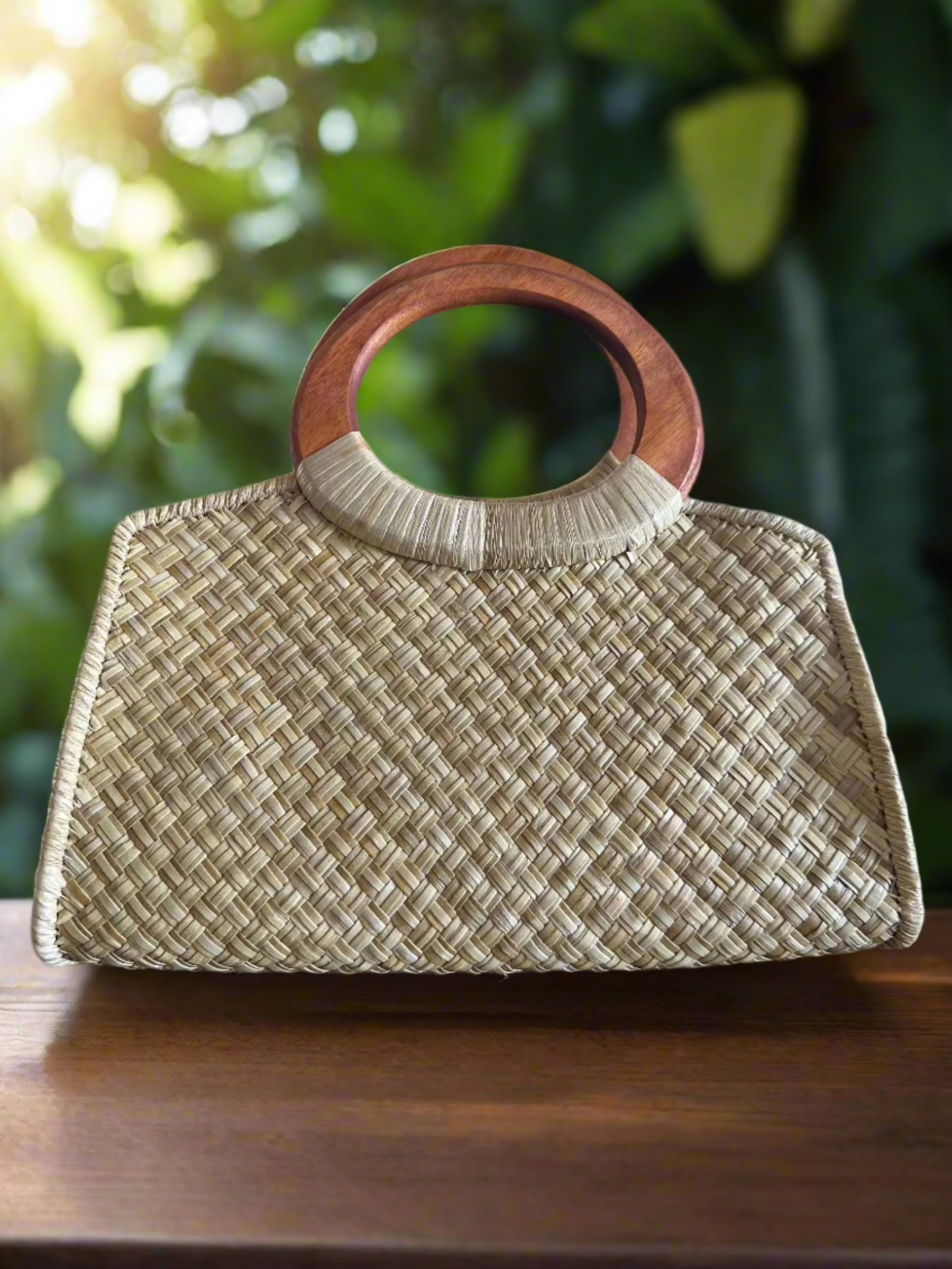 Hunakai Natural Luxe Lauhala Purse - front view