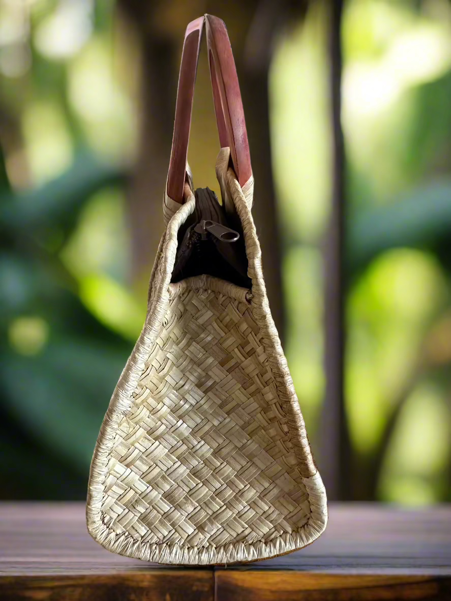 Hunakai Natural Luxe Lauhala Purse - side view