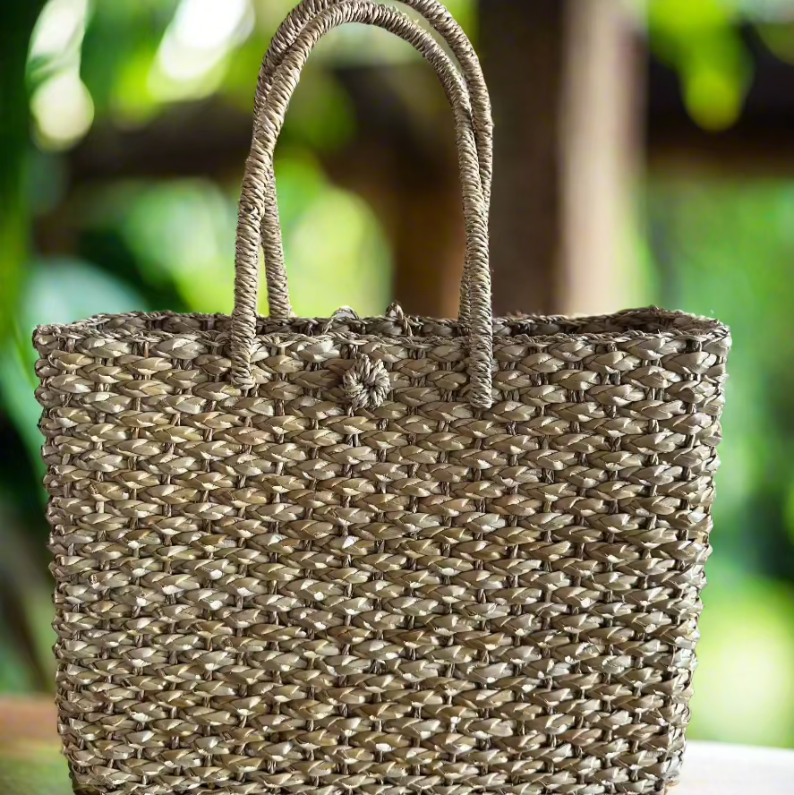 Mon Petite Bali Ha'i Luxe Lauhala Tote Bag