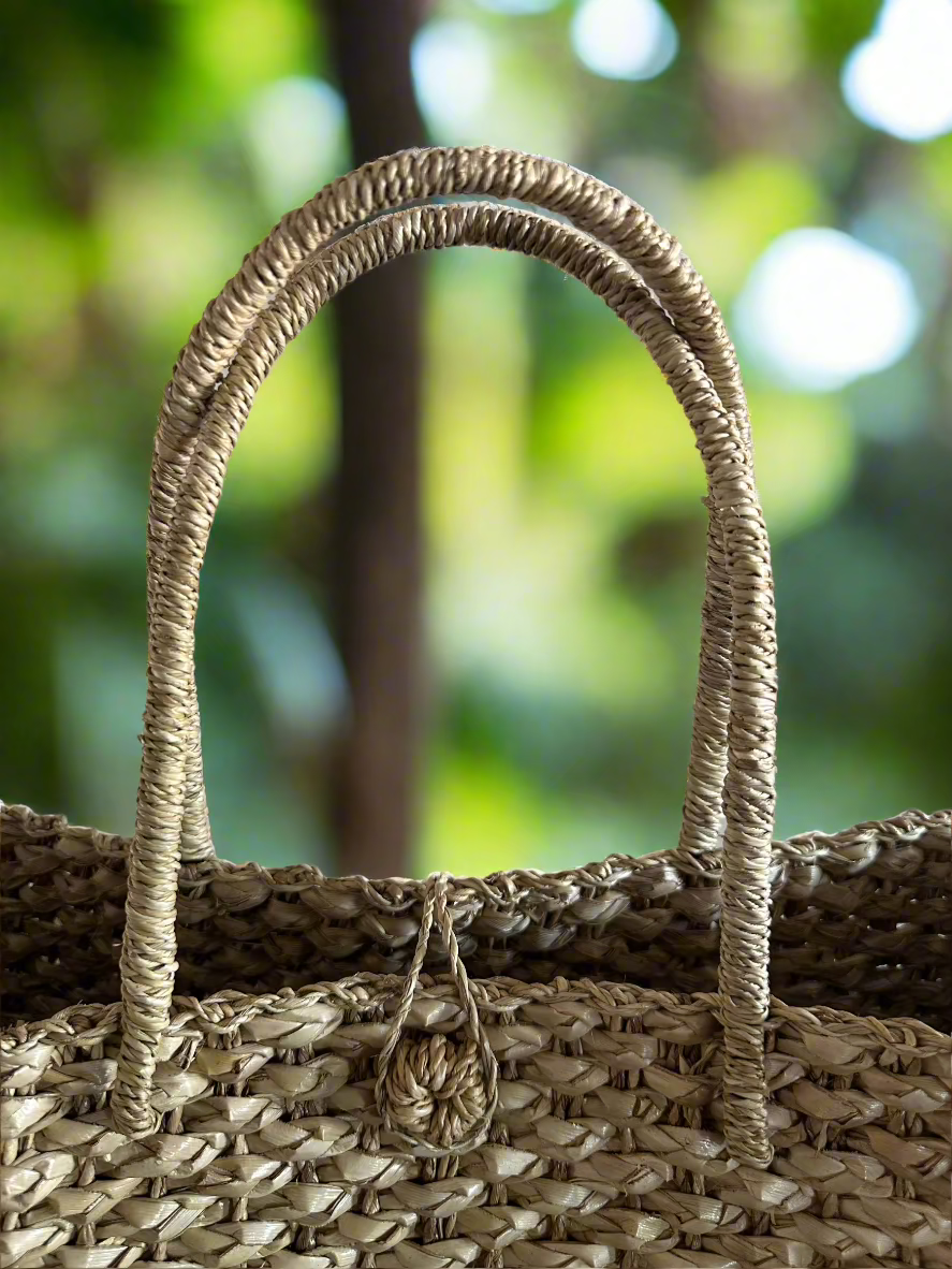 Bali Ha'i Luxe Lauhala Tote - closeup of handles