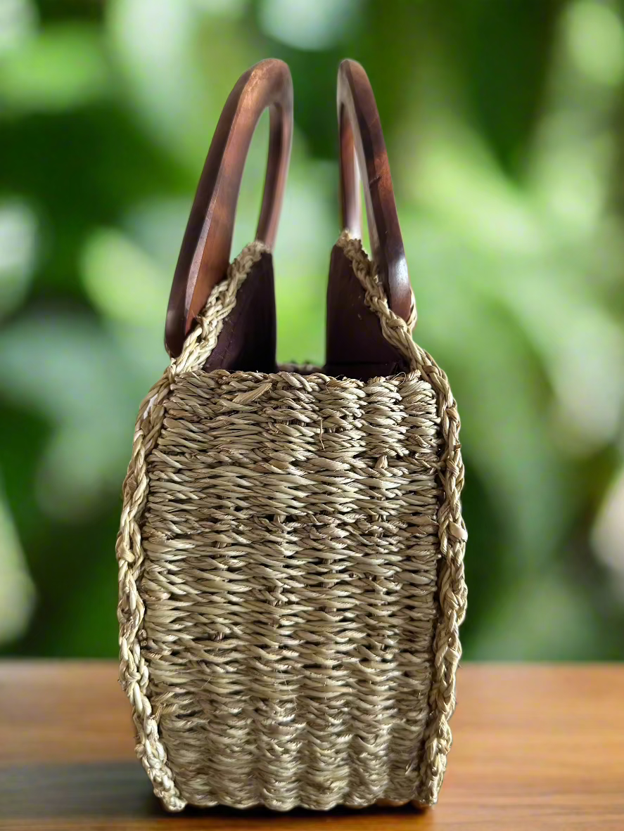 Heʻeia Seagrass Round Handbag side view