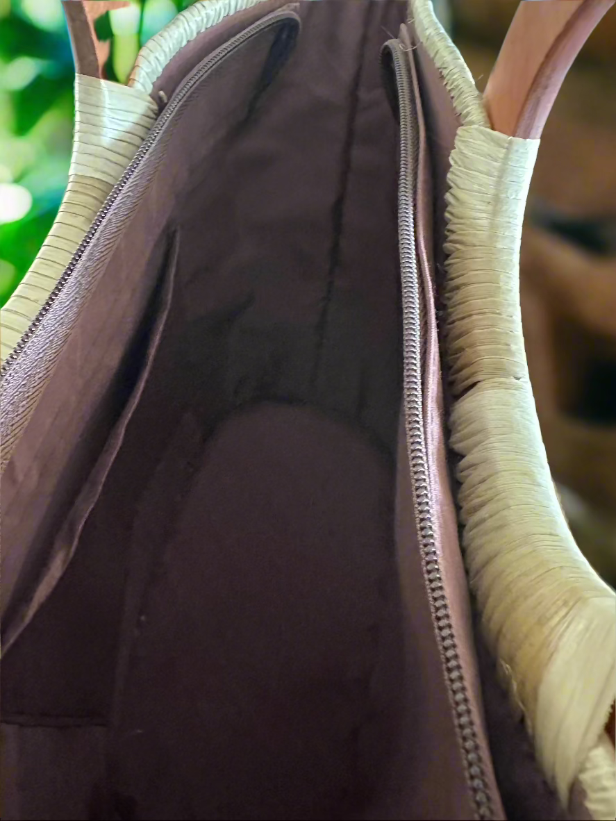 Manoa Natural Luxe Lauhala Tote Bag - inside view