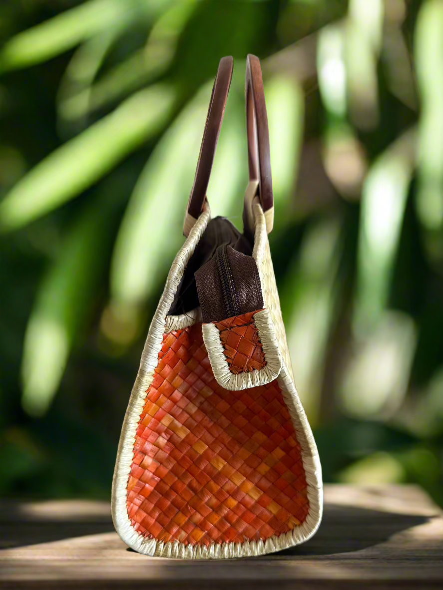 Waialae Sunrise - Luxe Lauhala Mini Tote Purse