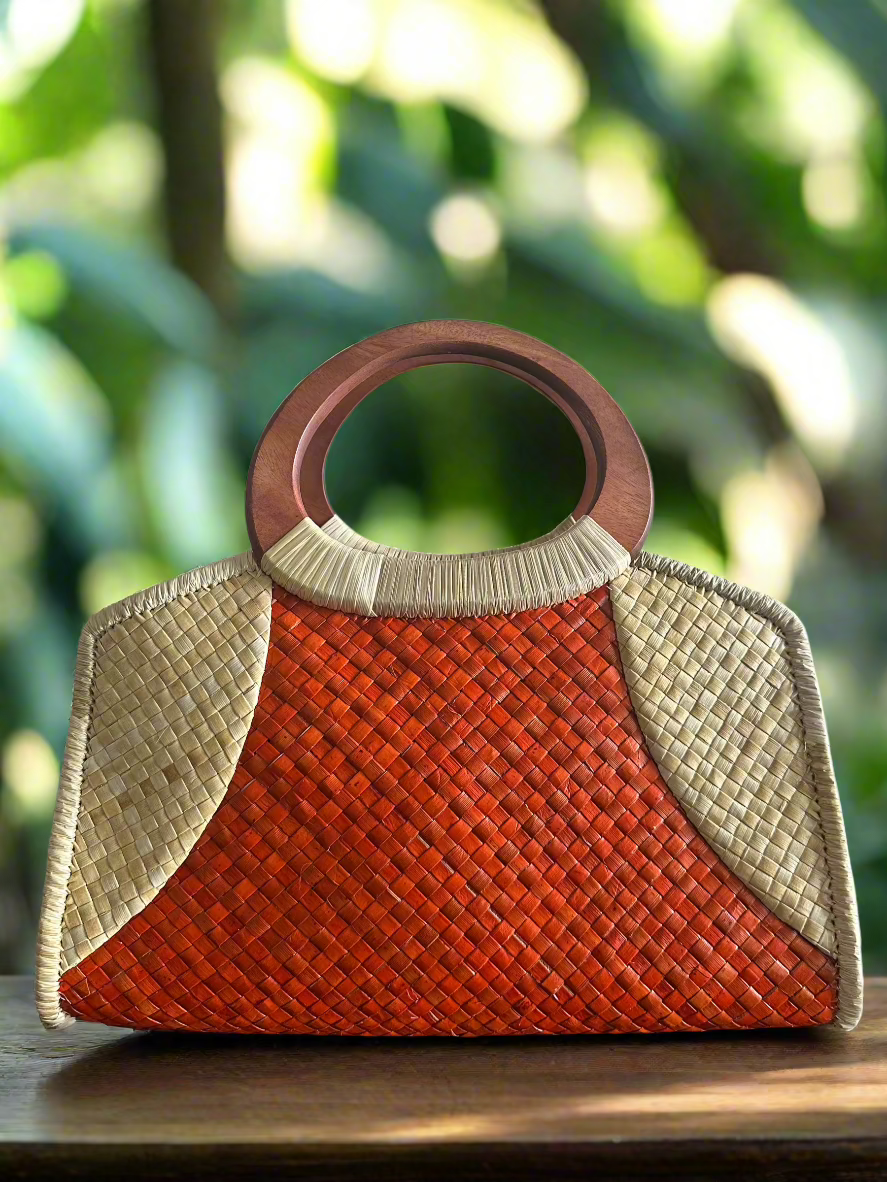 Waialae Sunrise - Luxe Lauhala Mini Tote Purse