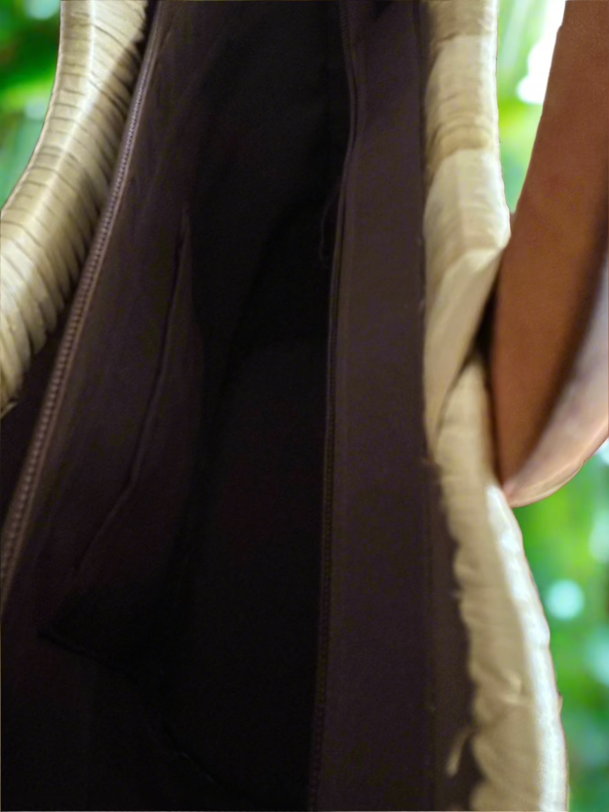 Manoa Paradise Luxe Lauhala Tote Bag interior view