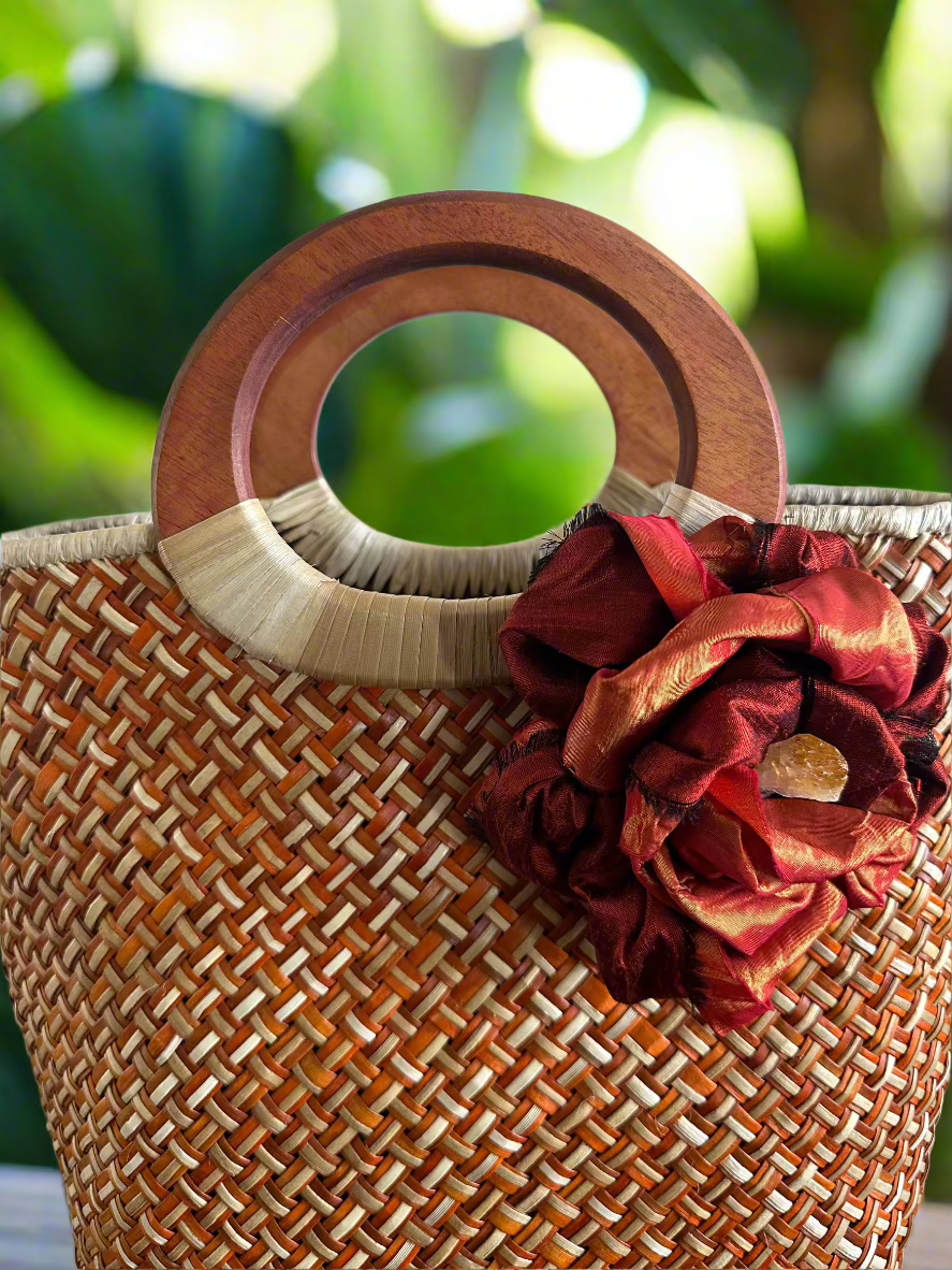 Volcanique Luxe Lauhala Statement Tote