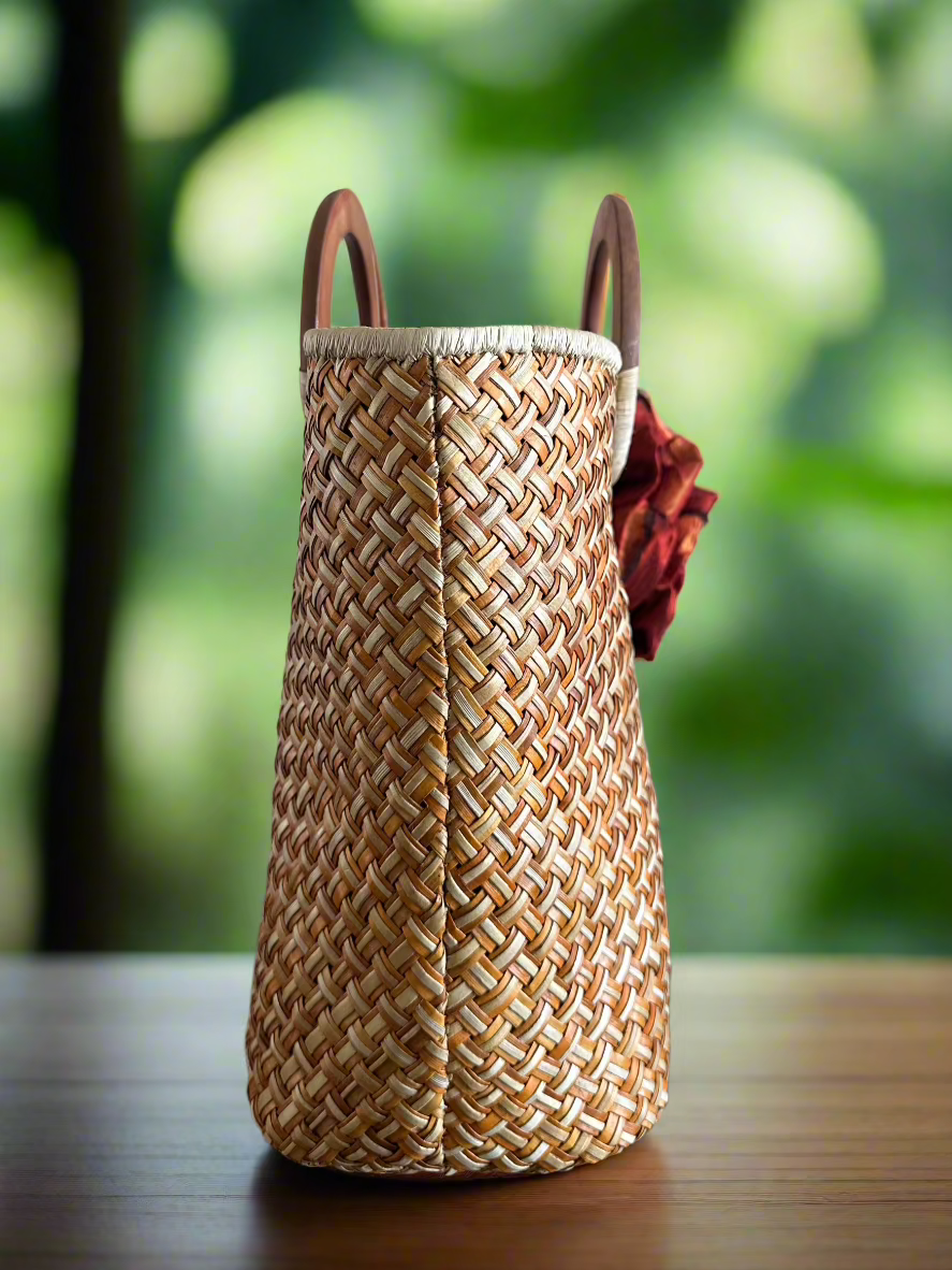 Volcanique Luxe Lauhala Statement Tote