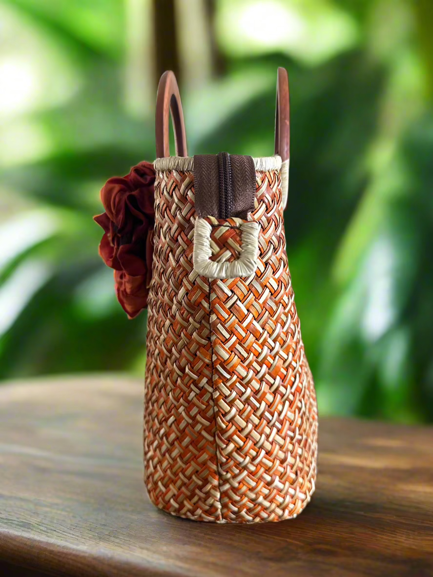 Volcanique Luxe Lauhala Statement Tote