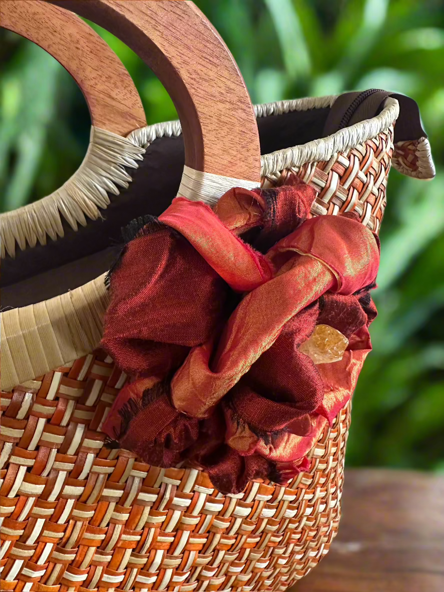 Volcanique Luxe Lauhala Statement Tote