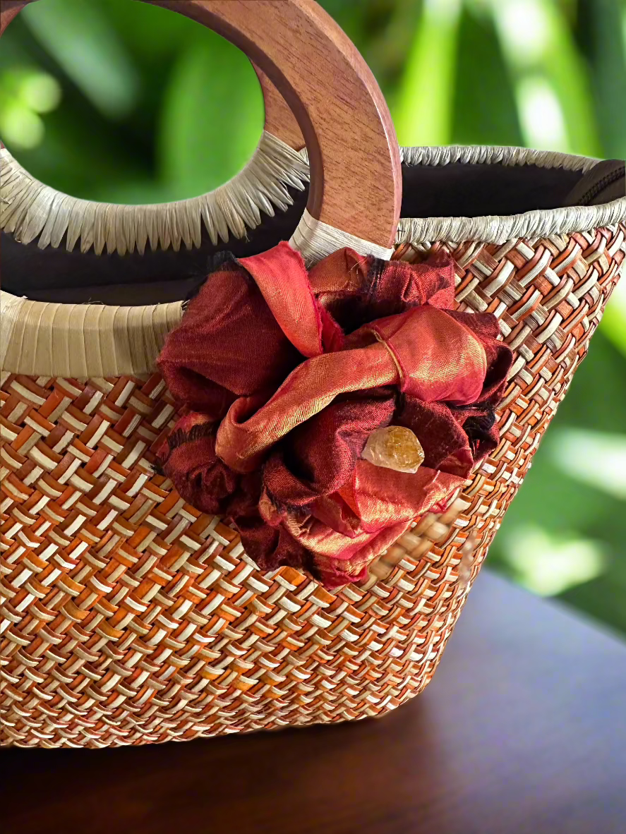 Volcanique Luxe Lauhala Statement Tote