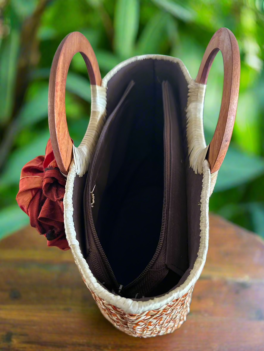 Volcanique Luxe Lauhala Statement Tote