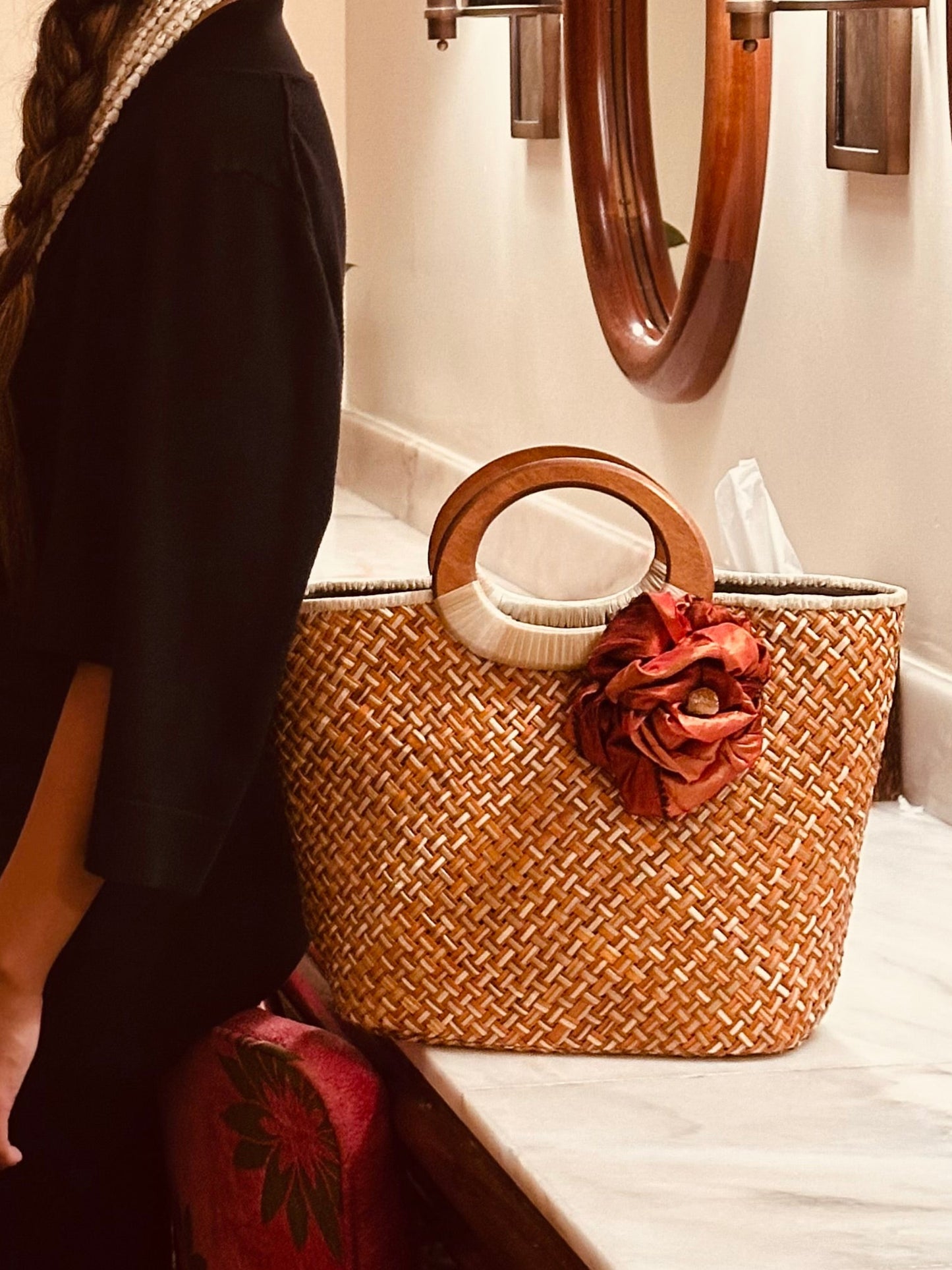Volcanique Luxe Lauhala Statement Tote, Carry A One of a Kind Work of Art
