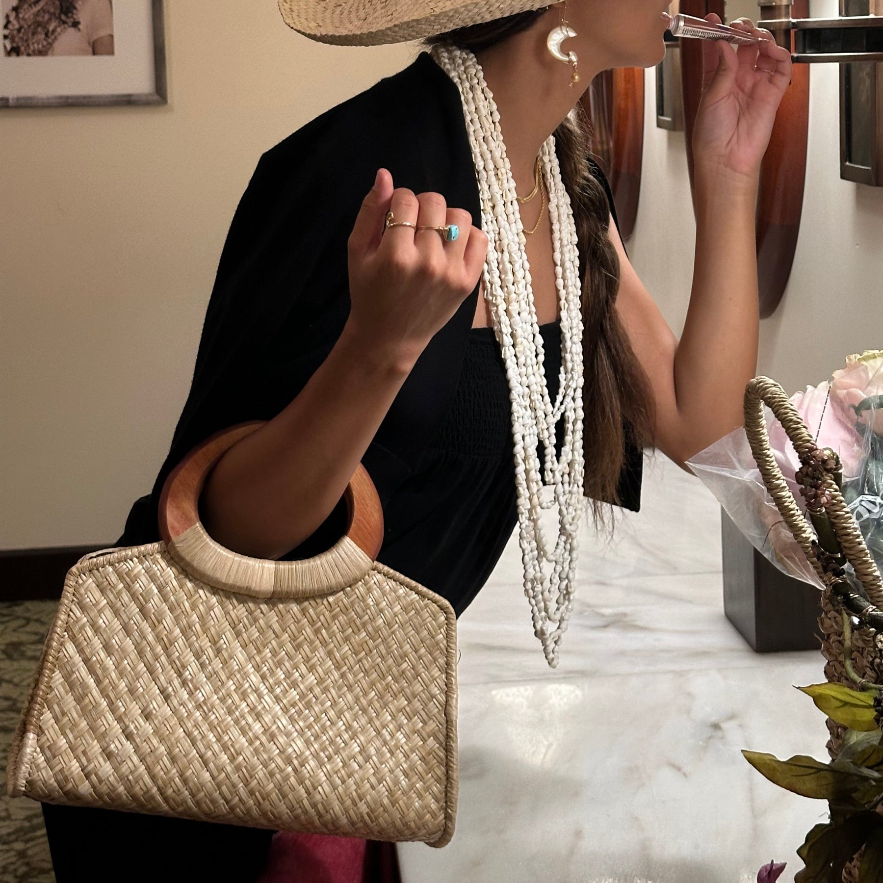 Hunakai Natural Luxe Lauhala Purse