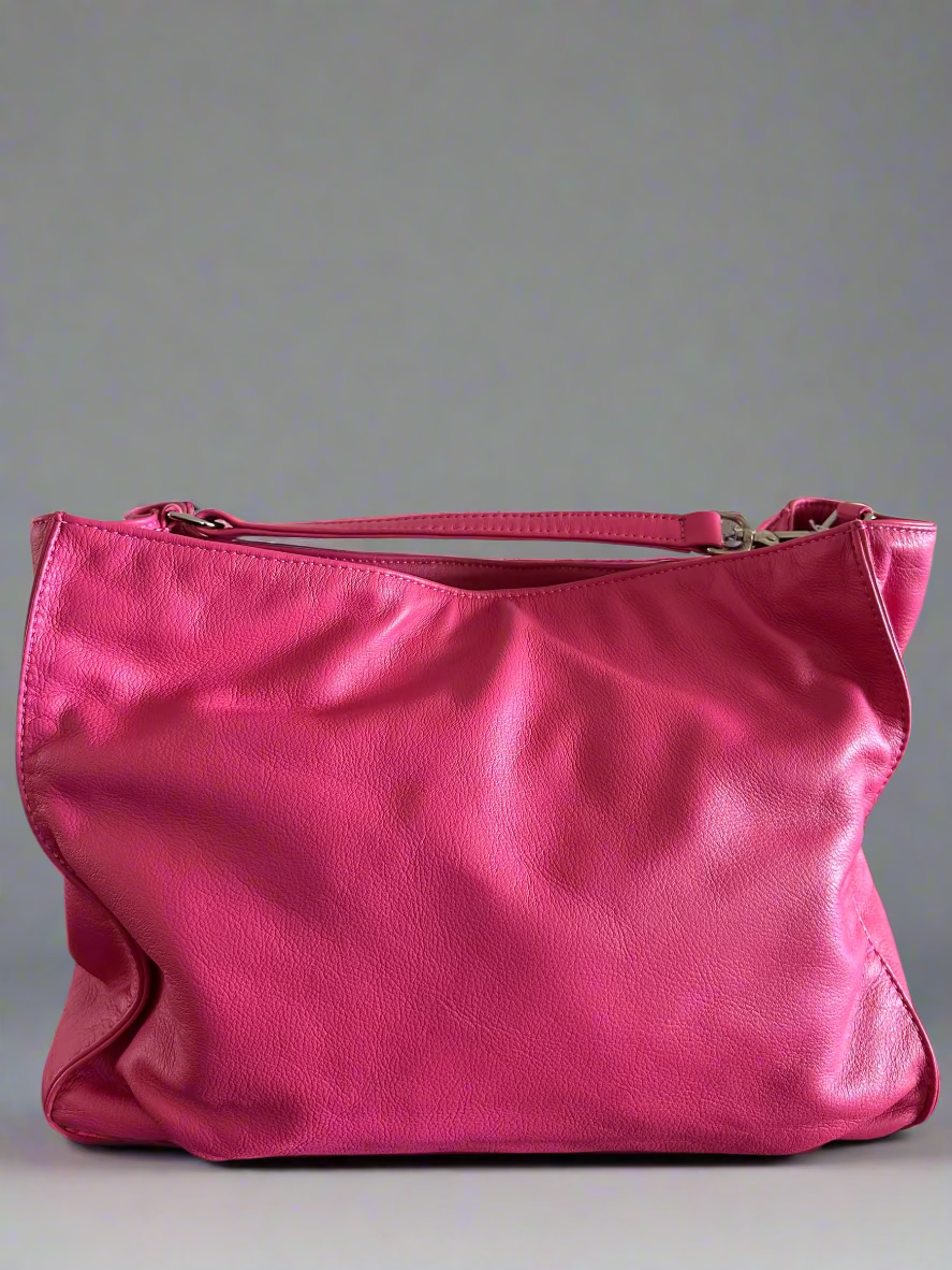 Arayla Bardot In Hibiscus Pink Silky Leather