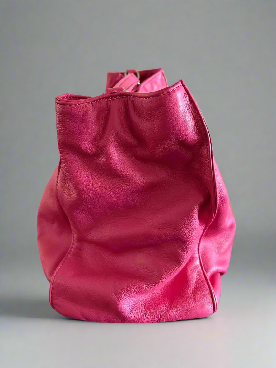 Arayla Bardot In Hibiscus Pink Silky Leather