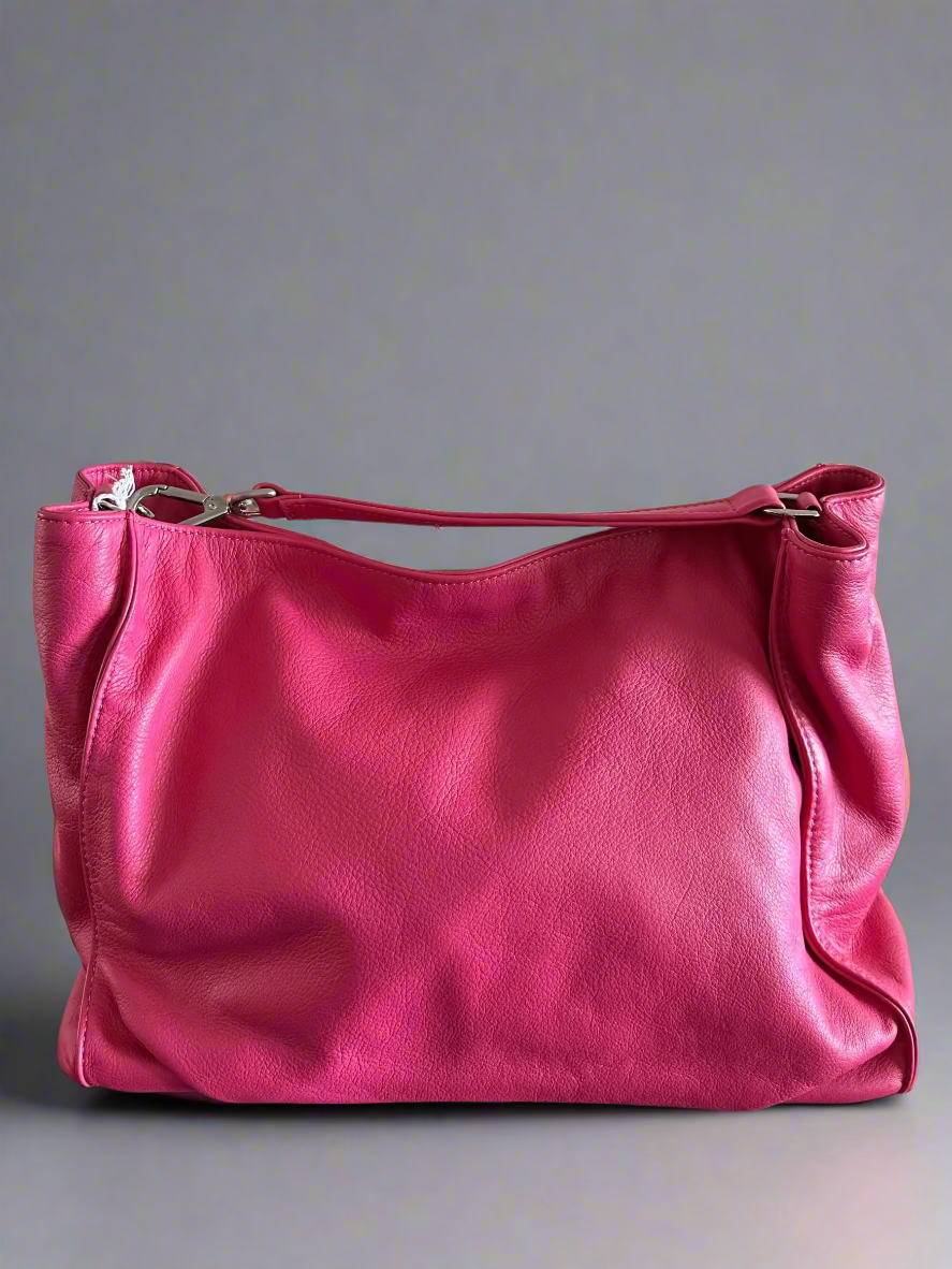Arayla Bardot In Hibiscus Pink Silky Leather
