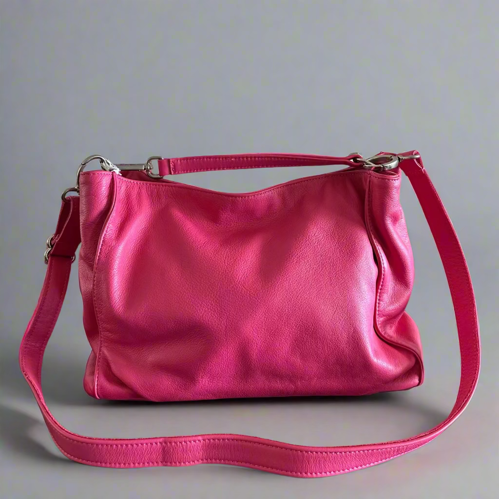 Arayla Bardot In Hibiscus Pink Silky Leather