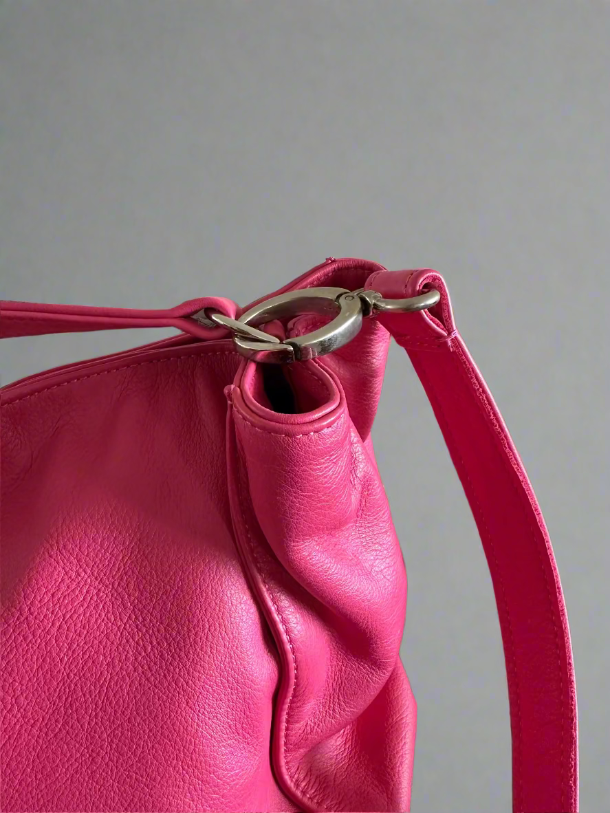 Arayla Bardot In Hibiscus Pink Silky Leather
