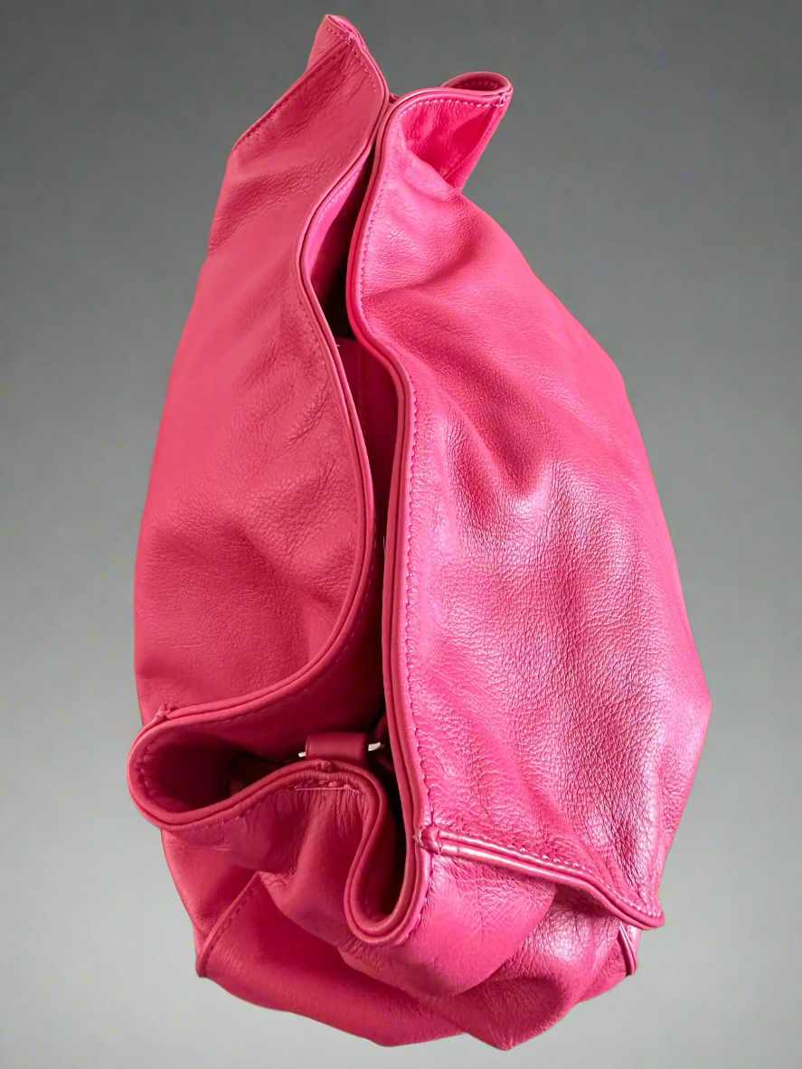 Arayla Bardot In Hibiscus Pink Silky Leather