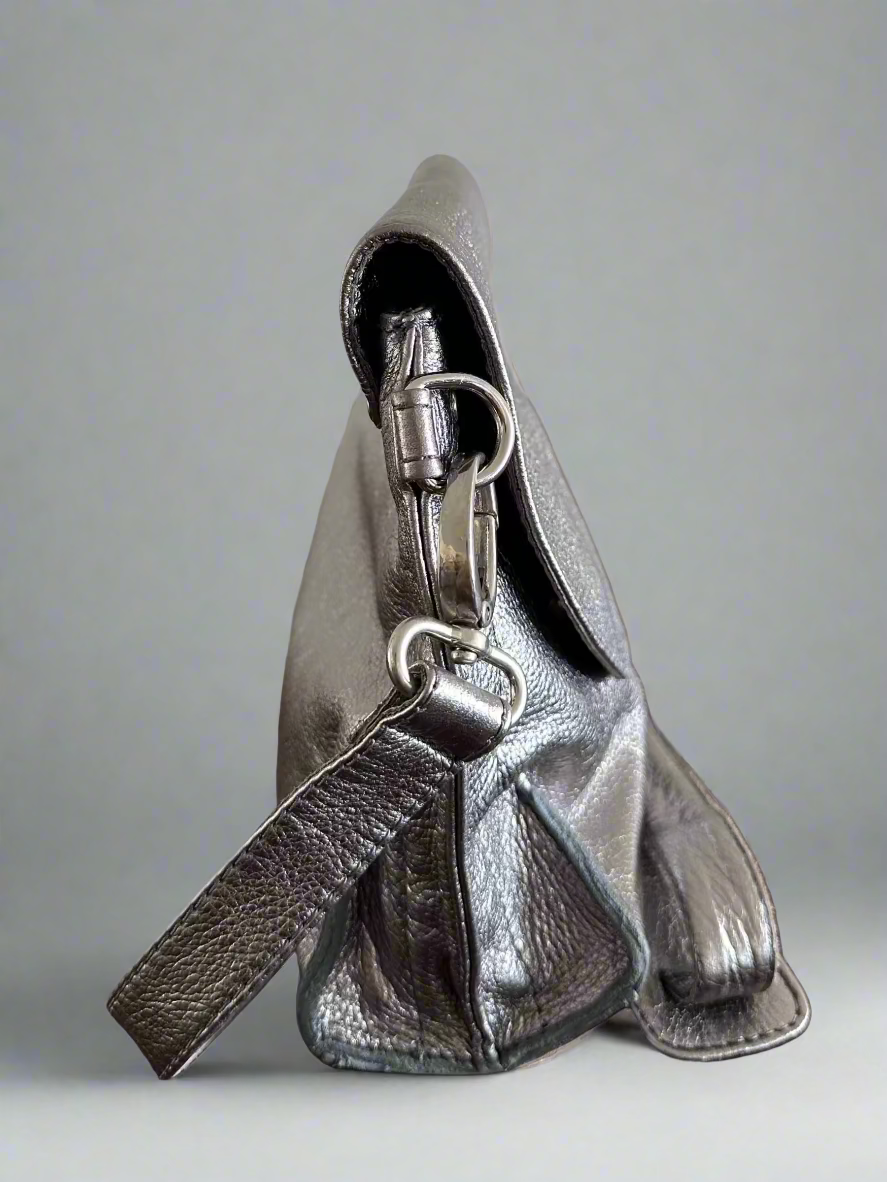 Arayla Earhart In Pewter Metallic Butter Leather