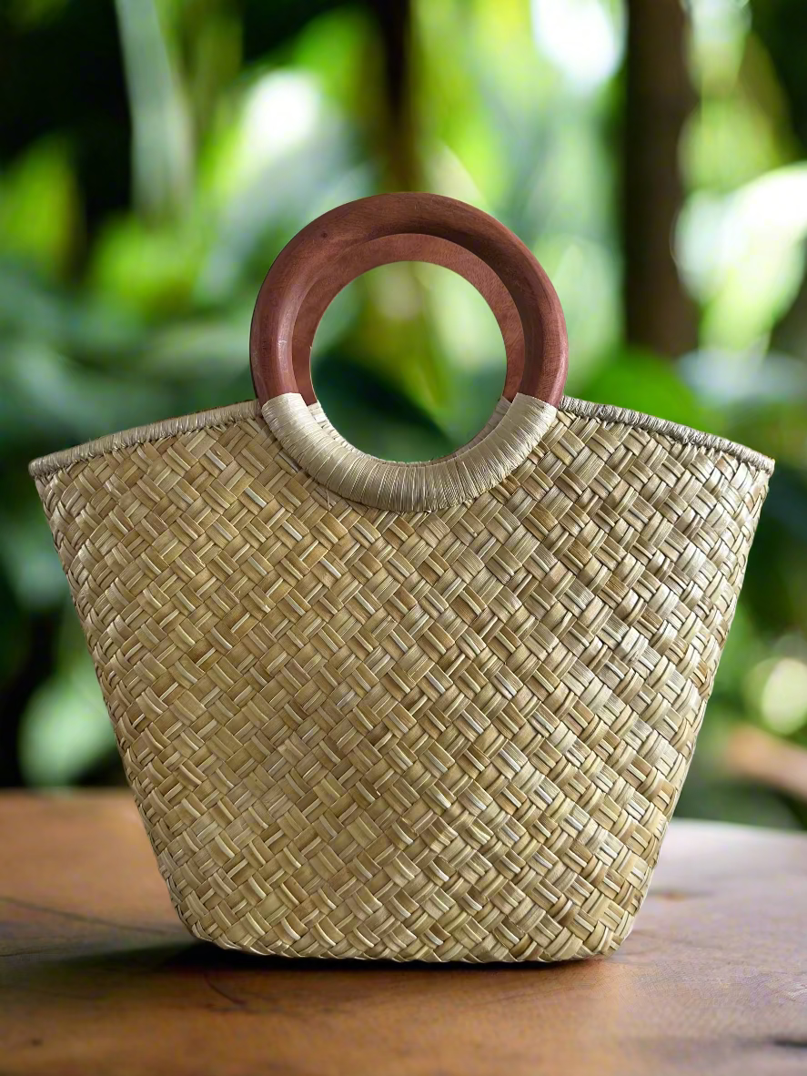 Kuilei Natural : Mini Luxe Lauhala Scoop Tote