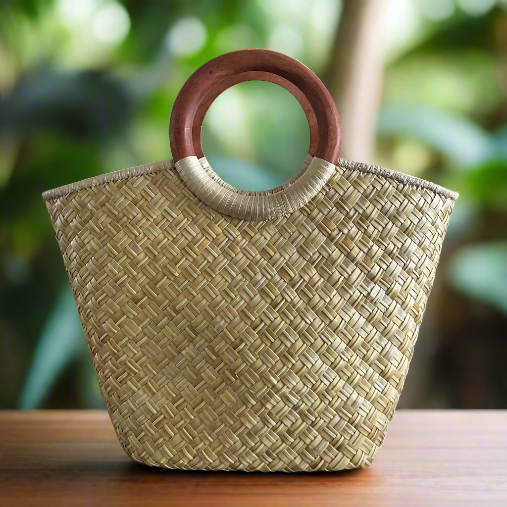 Kuilei Natural : Mini Luxe Lauhala Scoop Tote