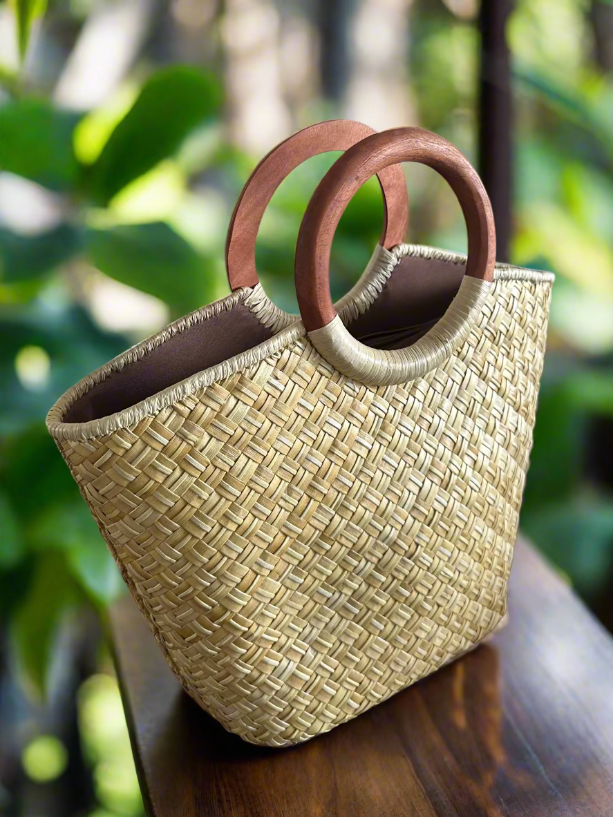 Kuilei Natural : Mini Luxe Lauhala Scoop Tote
