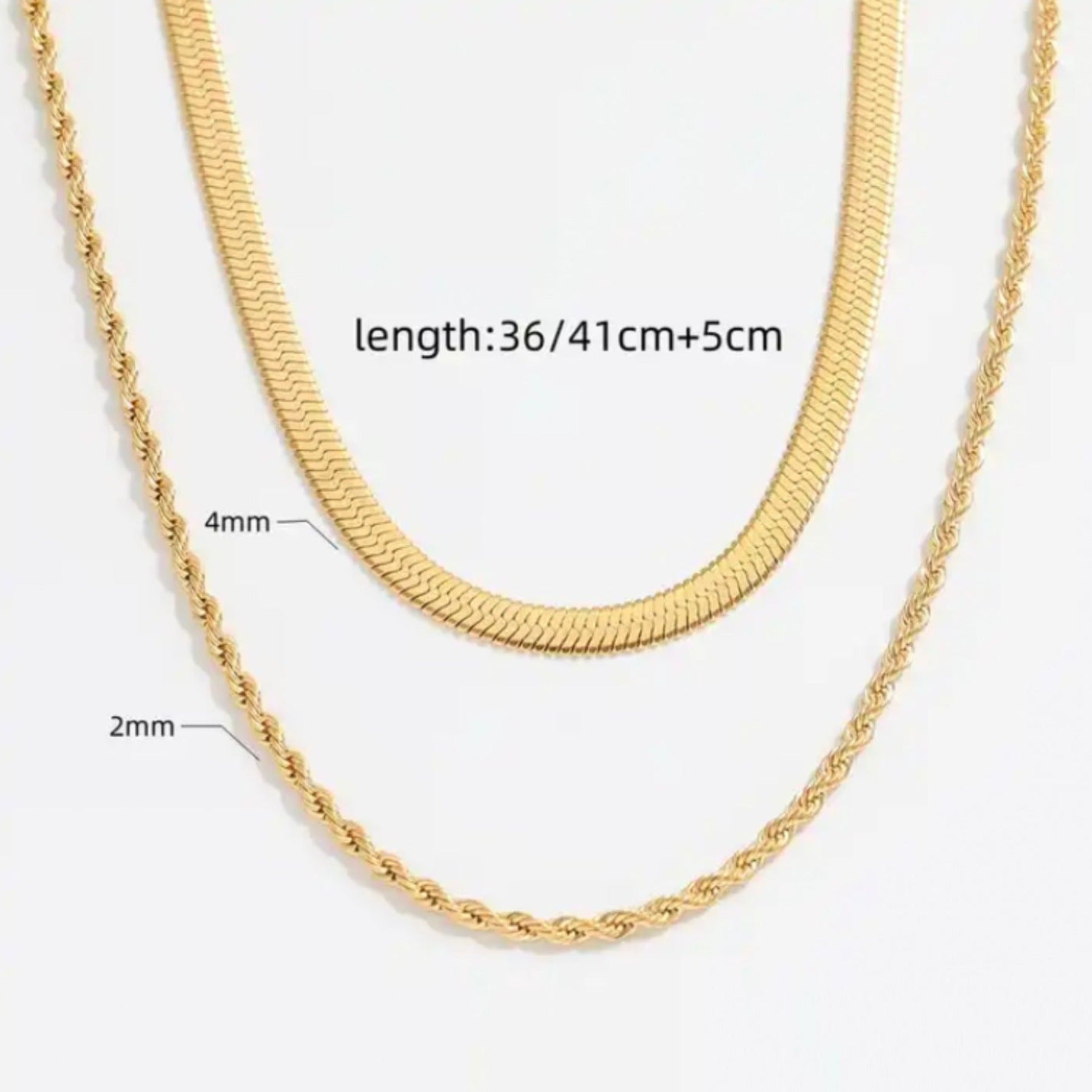 Measurements for Maunalua Herringbone & Rope Layered Necklace