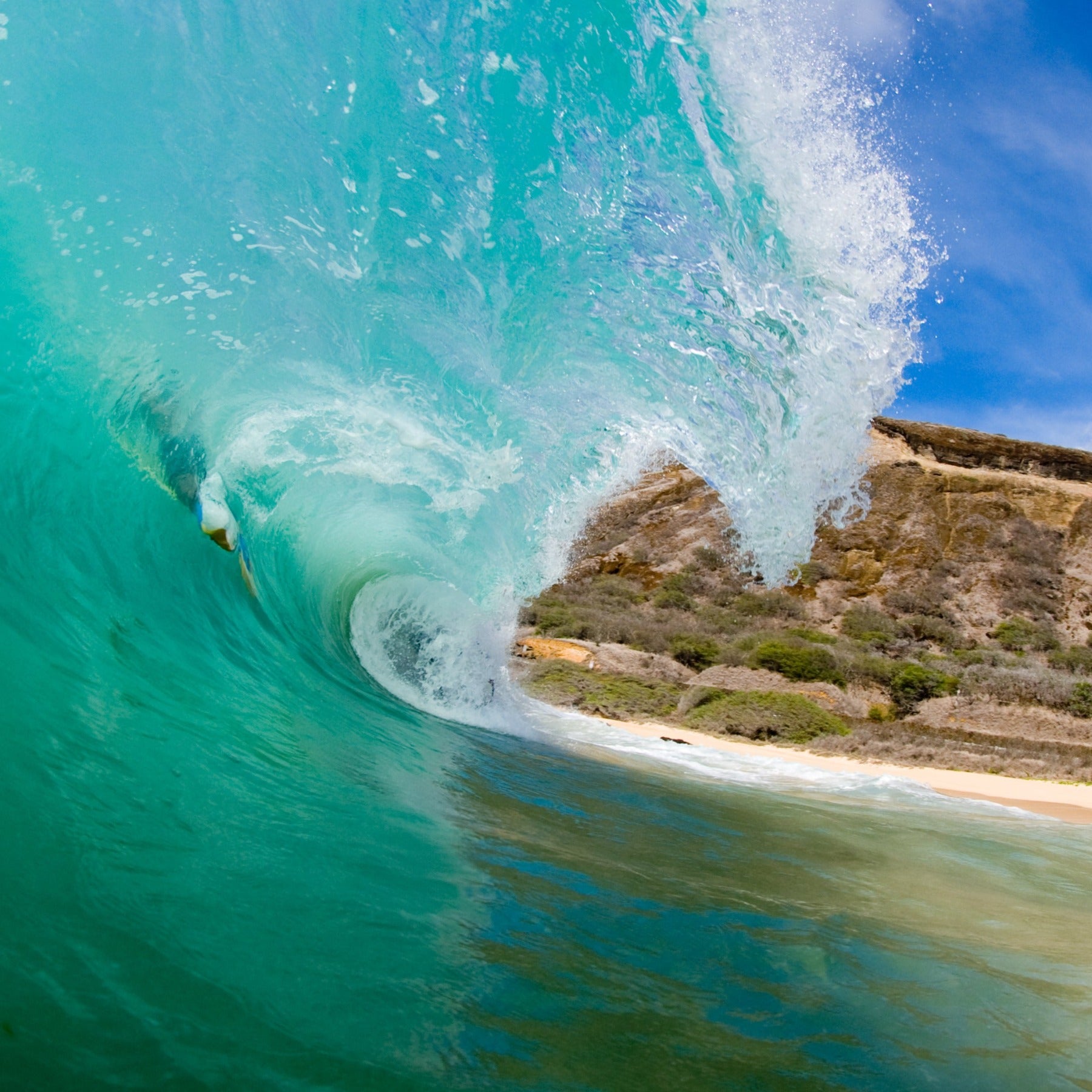 Beautiful turquoise blue wave on East Coast of Oahu - Inspiration for Surfergrl Studio