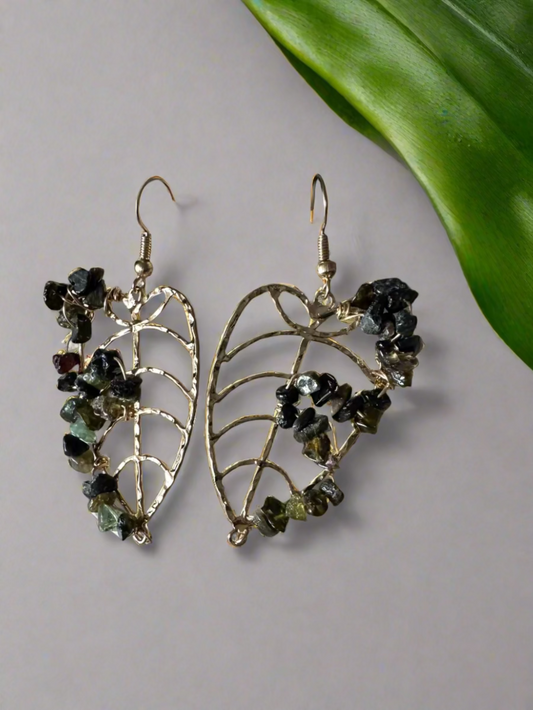monstera leaf earrings