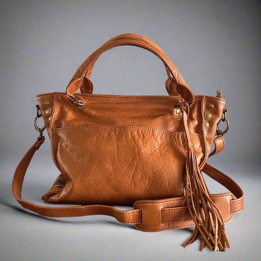 Arayla Collection - Jett Satchel in Whisky Butter Leather