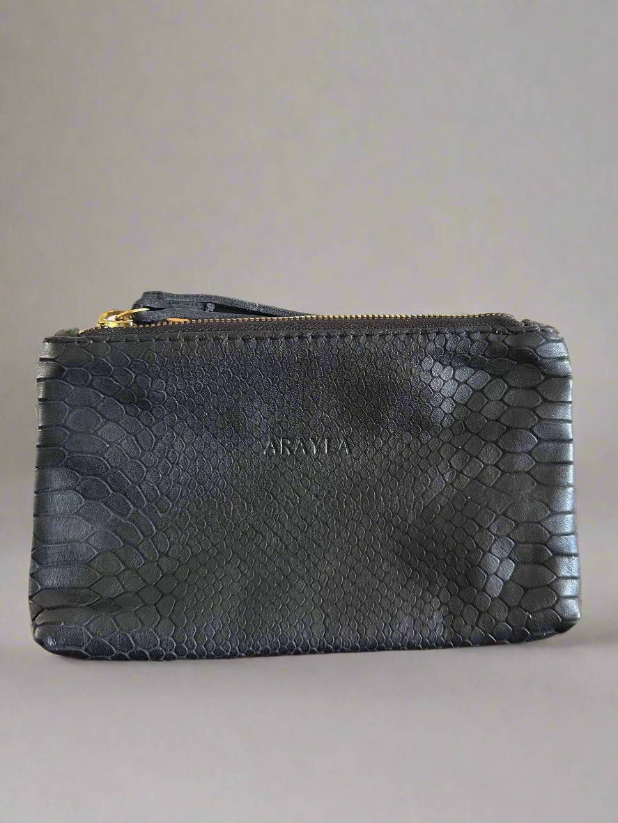 Arayla Mini Clutch in Python Embossed Calfskin Leather