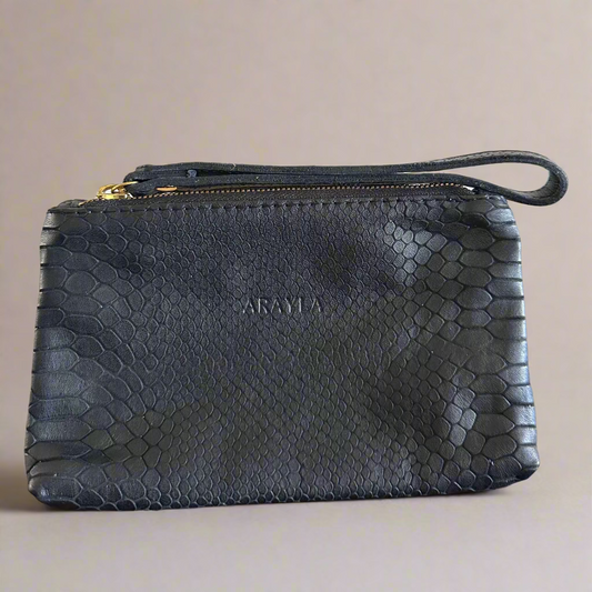 Arayla Mini Clutch in Python Embossed Calfskin Leather