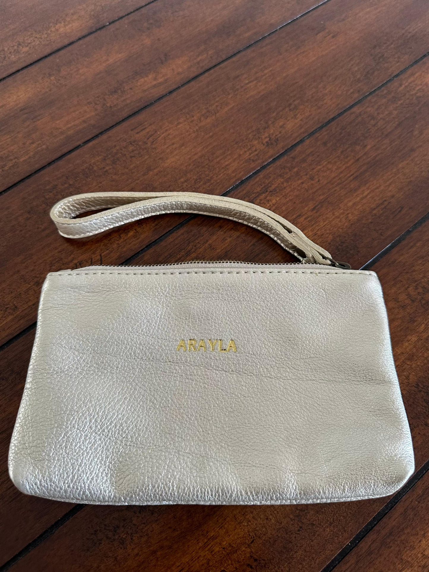 Arayla Mini Clutch in Pale Gold Metallic Butter Leather