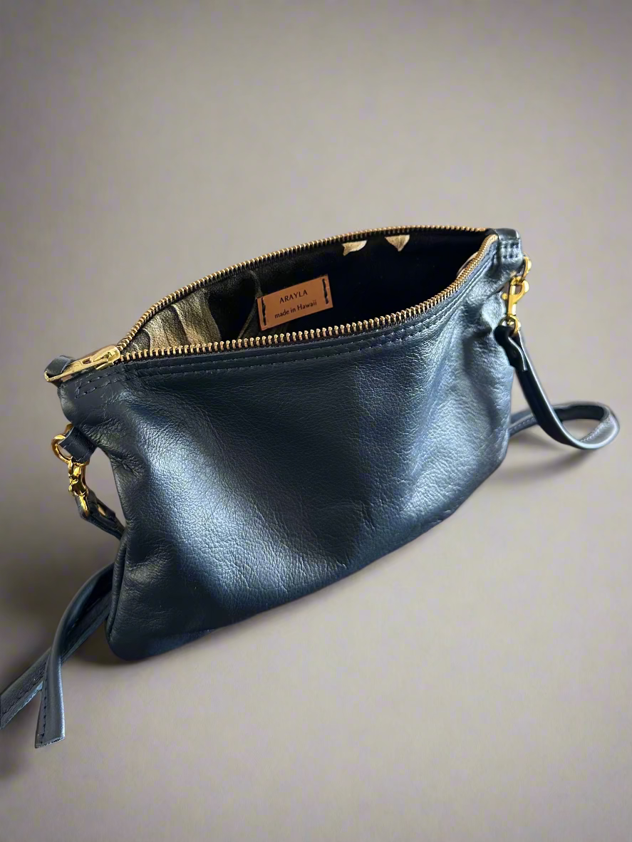 Pikake Mini Bag in Sapphire Silky Grain Leather (Made in Hawaii Exclusive)