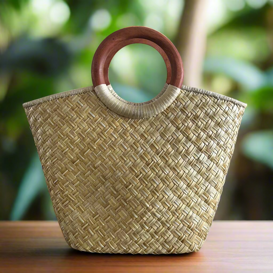 Kuilei Natural : Mini Luxe Lauhala Scoop Tote