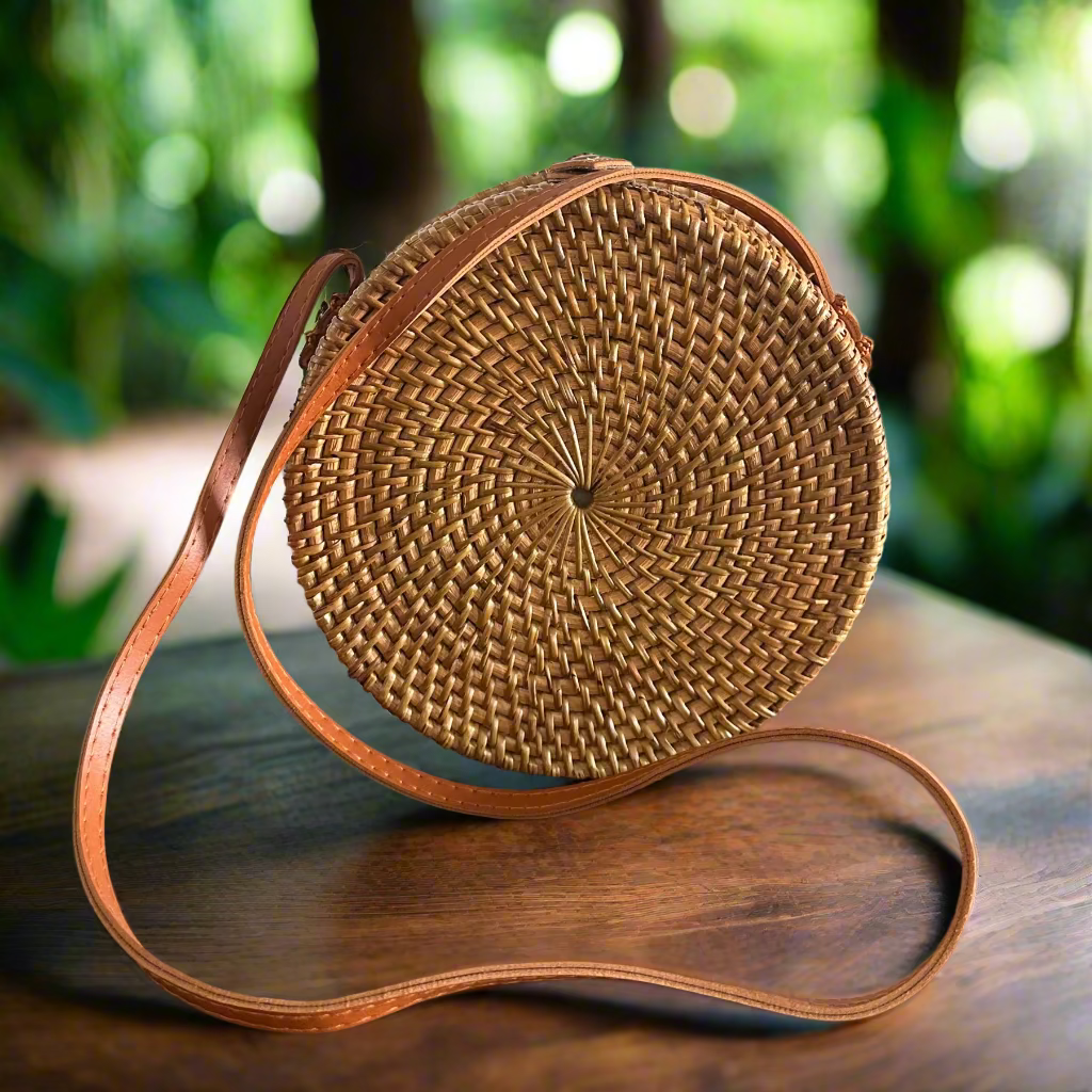 Vela - Boho-Chic Rattan Crossbody